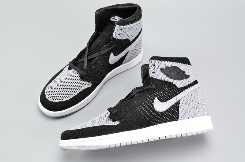 Air Jordan 1 Flyknit “Shadow” Black/Medium Grey-White mens 919704-003