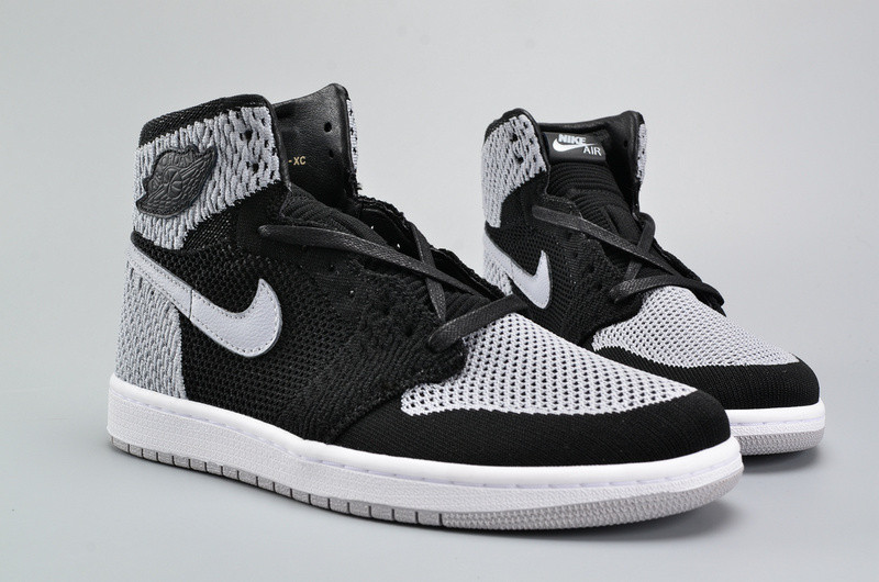 Air Jordan 1 Flyknit “Shadow” Black/Medium Grey-White mens 919704-003