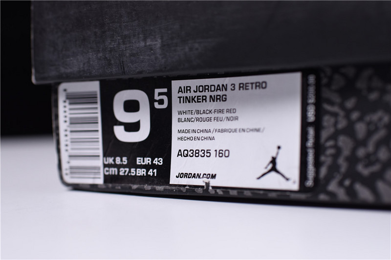 Air Jordan 3 Retro NRG Tinker Fire Red mens AQ3835-160