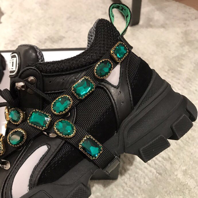 GC Black Flashtrek Sneakers With Removable Crystals