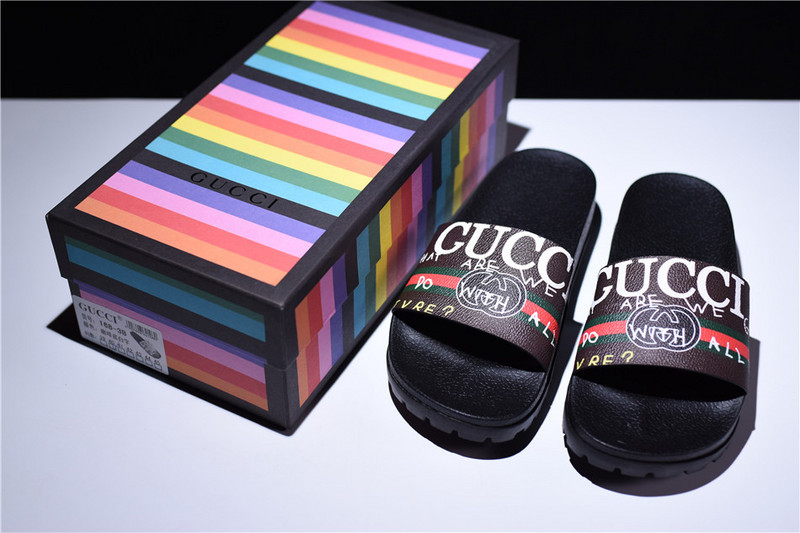 GC Leather SLIDE SANDAL with gg logo mens