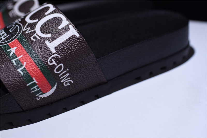 GC Leather SLIDE SANDAL with gg logo mens