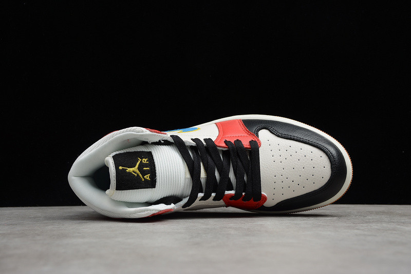 Air Jordan 1 Mid Sail Red Black Blue DC1426-100