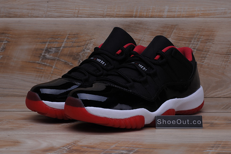 AIR JORDAN 11 RETRO LOW "BRED" BLACK/ RED mens 528895-012